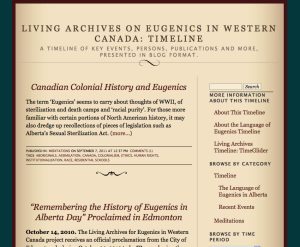 Prototype Timeline Developer, Living Archives on Eugenics in Western Canada